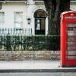 Red telephone box on London road